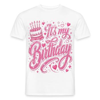Mein Geburtstag Glitzerrosa Jubel - Männer T-Shirt - Weiß - Vorne - AI Model Male 178 dark (178cm)