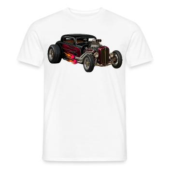 Flammenhotrod mit Chrommotor - Männer T-Shirt - Weiß - Vorne - AI Model Male 178 dark (178cm)