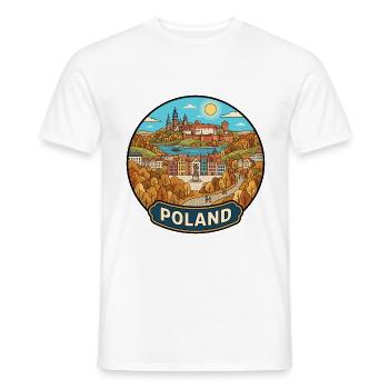 Polen Reiseabzeichen Wawel, Schloss Wawel, Warschauer Markt - Männer T-Shirt - Weiß - Vorne - AI Model Male 178 dark (178cm)