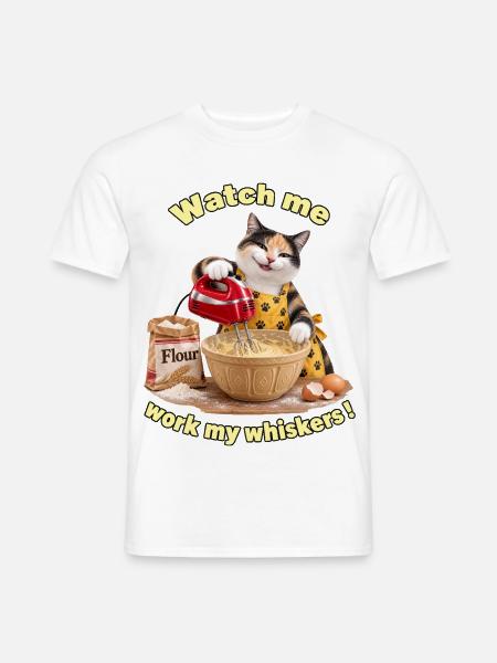Ich arbeite an meinen Schnurrhaaren - Männer T-Shirt - Weiß