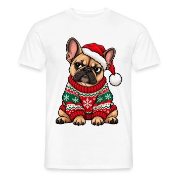Weihnachten Bulldogge Frenchie Hund Geschenk - Männer T-Shirt - Weiß - Vorne - AI Model Male 178 dark (178cm)