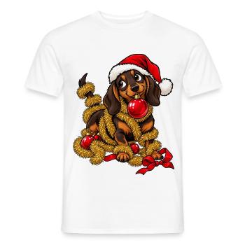 Weihnachten Dackel Hund Geschenkidee - Männer T-Shirt - Weiß - Vorne - AI Model Male 178 dark (178cm)