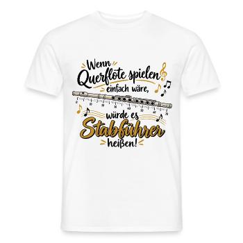 Querflöte Witz Stabführer heißt - Männer T-Shirt - Weiß - Vorne - AI Model Male 178 dark (178cm)