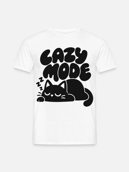 Lazy Mode – Schlafende Katze - Männer T-Shirt - Weiß