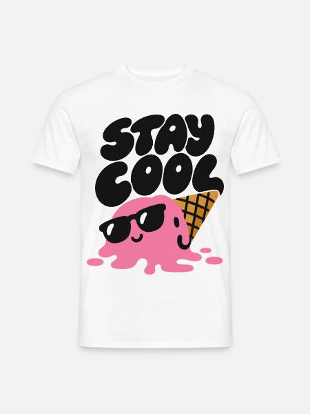 Stay Cool – Eiscreme mit Sonnenbrille - Männer T-Shirt - Weiß