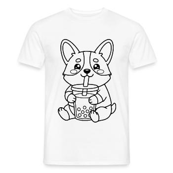 Niedliche Corgi Bubble Tea Gliederung Lustige Kawaii Boba - Männer T-Shirt - Weiß - Vorne - AI Model Male 178 dark (178cm)