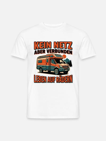 Kein Netz, aber verbunden – Leben auf Rädern - Männer T-Shirt - Weiß