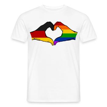 Deutschland Regenbogen Flagge Hände Herzform - Männer T-Shirt - Weiß - Vorne - AI Model Male 178 dark (178cm)
