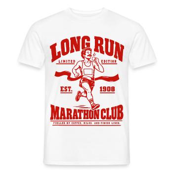 Long Run Marathon Club – Läufer mit Kaffee - Männer T-Shirt - Weiß - Vorne - AI Model Male 178 dark (178cm)