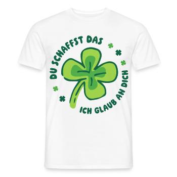 Du schaffst das! – Glücksklee Mutmacher - Männer T-Shirt - Weiß - Vorne - AI Model Male 178 dark (178cm)