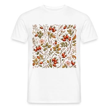 Hagebutte Muster Herbst Wildrose Botanisch Natur - Männer T-Shirt - Weiß - Vorne - AI Model Male 178 dark (178cm)
