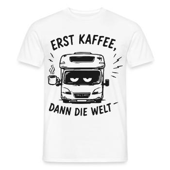 Erst Kaffee Dann Die Welt Bus - Männer T-Shirt - Weiß - Vorne - AI Model Male 178 dark (178cm)