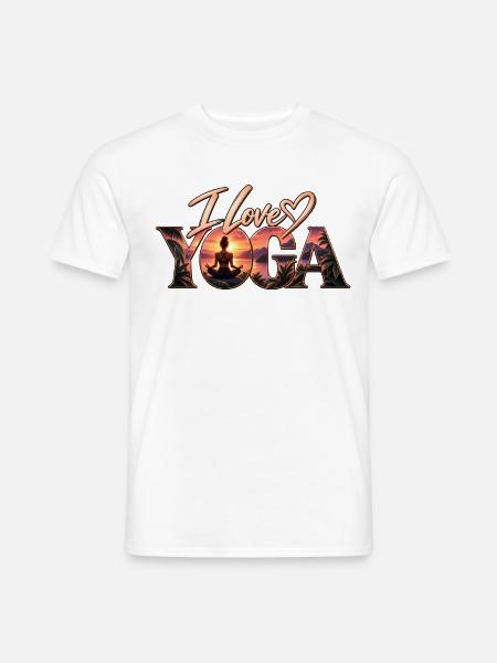 Ich liebe Yoga – Sonnenuntergangsmeditation - Männer T-Shirt - Weiß