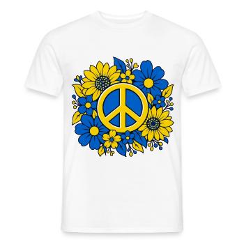 Ukraine Peace Zeichen mit Blumen Blau Gelb - Männer T-Shirt - Weiß - Vorne - AI Model Male 178 dark (178cm)