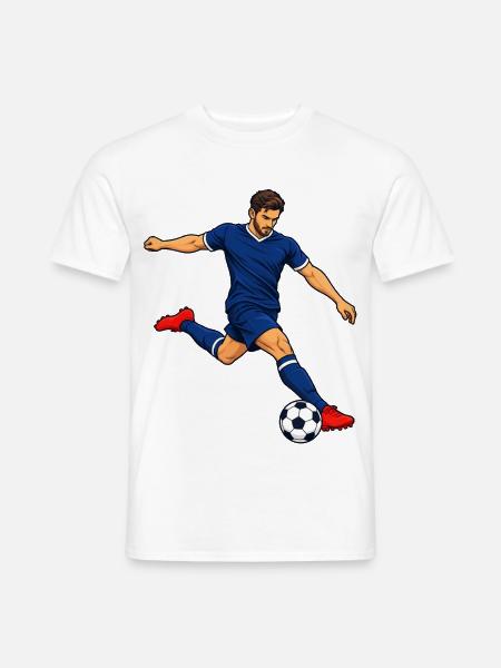 Fußball-Stürmer-Kick - Männer T-Shirt - Weiß