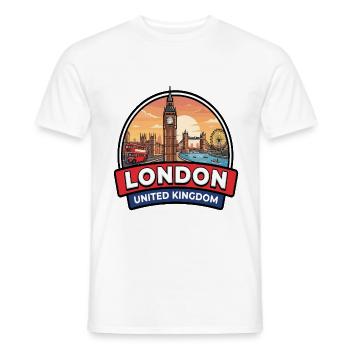 London UK Reiseabzeichen Big Ben Tower Bridge Geschenk - Männer T-Shirt - Weiß - Vorne - AI Model Male 178 dark (178cm)