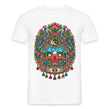 Pakistan | Pfauen, Moschee & Paisley - Männer T-Shirt - Weiß - Vorne - AI Model Male 178 dark (178cm)