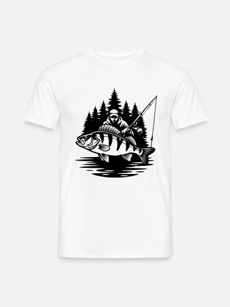 Fischer und sein Barsch - Männer T-Shirt - Weiß