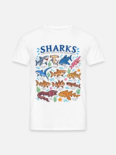 Haie Arten Lexikon Meeresbiologie Hai Illustration - Männer T-Shirt - Weiß