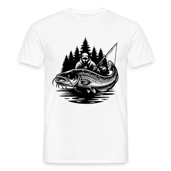 Fischer und Welse im Wald - Männer T-Shirt - Weiß - Vorne - AI Model Male 178 dark (178cm)