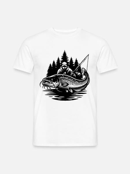 Fischer und Welse im Wald - Männer T-Shirt - Weiß