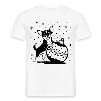 Süßer Weihnachts-Chihuahua mit Kugel - Männer T-Shirt - Weiß - Vorne - AI Model Male 178 dark (178cm)