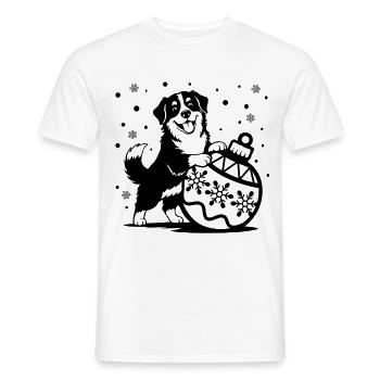 Süßer Berner Sennenhund mit Weihnachtskugel - Männer T-Shirt - Weiß - Vorne - AI Model Male 178 dark (178cm)