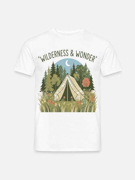 Wilderness & Wonder Zeltidylle im Wald - Männer T-Shirt - Weiß