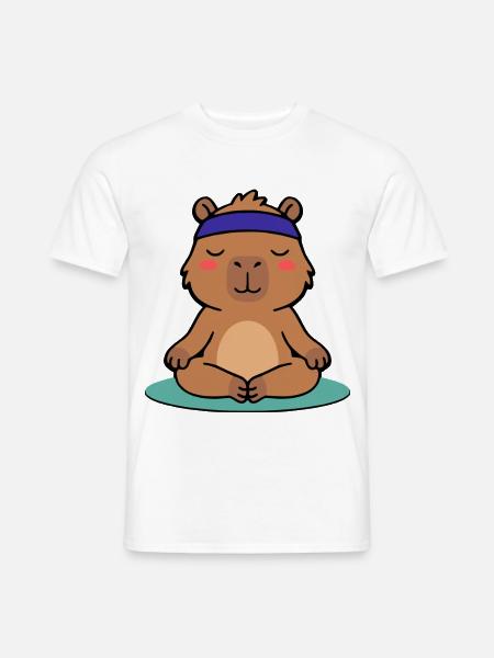 Niedliche Capybara-Yoga-Pose Meditier-Grafik - Männer T-Shirt - Weiß
