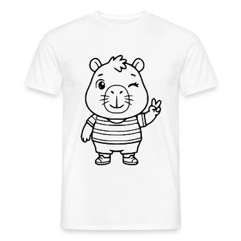 Niedliche zwinkernde Capybara-Peace-Zeichen-Zeichnung - Männer T-Shirt - Weiß - Vorne - AI Model Male 178 dark (178cm)