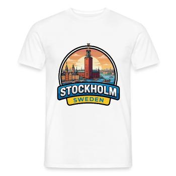 Stockholm, Schweden Reiseabzeichen Gamla Stan Geschenk - Männer T-Shirt - Weiß - Vorne - AI Model Male 178 dark (178cm)