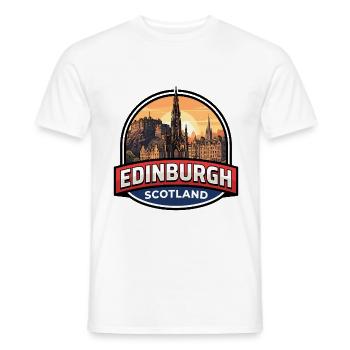 Edinburgh Scotland Reiseabzeichen Castle Royal Mile - Männer T-Shirt - Weiß - Vorne - AI Model Male 178 dark (178cm)