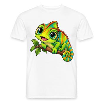 Chamäleon Kawaii Style – Süßes Reptil - Männer T-Shirt - Weiß - Vorne - AI Model Male 178 dark (178cm)
