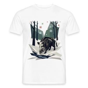 Wildschwein im Low-Poly-Winterwald - Männer T-Shirt - Weiß - Vorne - AI Model Male 178 dark (178cm)