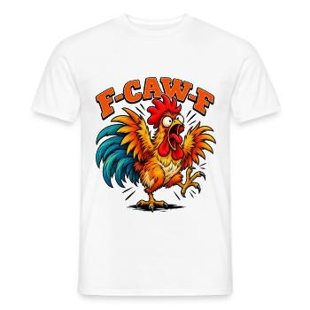 Funny F-CAW-F Crazy Rooster Retro Chicken - Männer T-Shirt - Weiß - Vorne - AI Model Male 178 dark (178cm)
