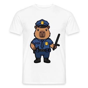 Süßer Capybara-Polizist Ästhetischer Niedlicher Nagetier - Männer T-Shirt - Weiß - Vorne - AI Model Male 178 dark (178cm)