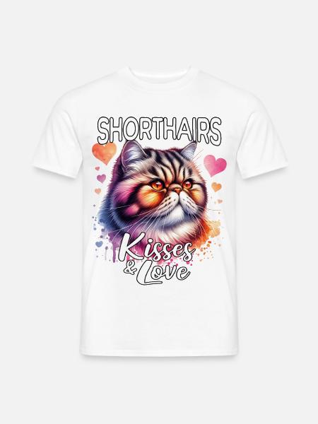 Exotische Kurzhaarkatze Liebe - Männer T-Shirt - Weiß