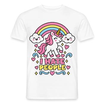 I Hate People – Einhorn Regenbogen - Männer T-Shirt - Weiß - Vorne - AI Model Male 178 dark (178cm)