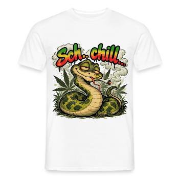 Chill – Bekiffte Schlange | Lustiges Stone Design - Männer T-Shirt - Weiß - Vorne - AI Model Male 178 dark (178cm)