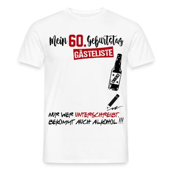 Gästeliste Gästebuch 60 Jahre Alter Geburtstag - Männer T-Shirt - Weiß - Vorne - AI Model Male 178 dark (178cm)