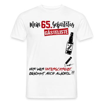 Gästeliste Gästebuch 65 Jahre Alter Geburtstag - Männer T-Shirt - Weiß - Vorne - AI Model Male 178 dark (178cm)