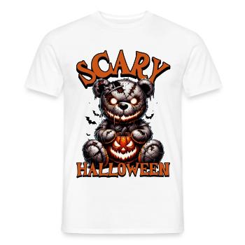Scary Halloween Teddy Bear Horror Kürbis - Männer T-Shirt - Weiß - Vorne - AI Model Male 178 dark (178cm)