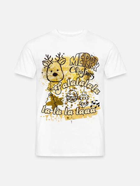 Goldglitzer Weihnachtszauber Reh - Männer T-Shirt - Weiß