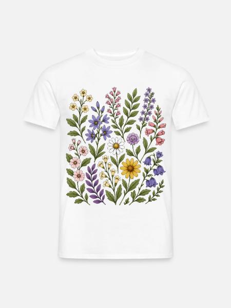Pastel Wildflowers Daisy Bellflower - Männer T-Shirt - Weiß