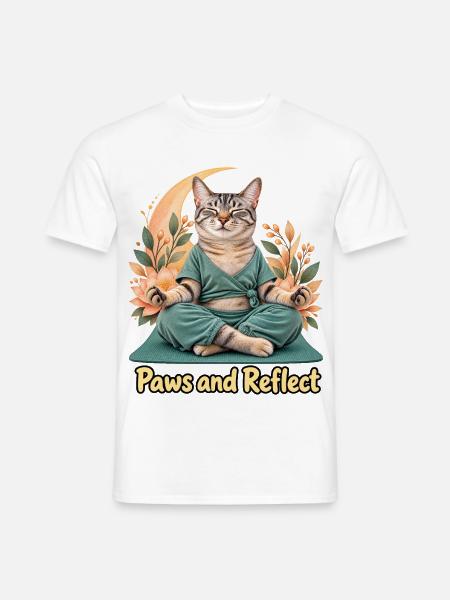 Pfoten und Reflexion - Männer T-Shirt - Weiß