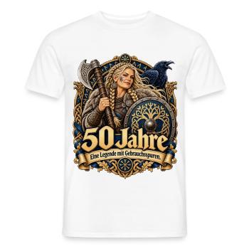 50.Geburtstag Schildmaid - Männer T-Shirt - Weiß - Vorne - AI Model Male 178 dark (178cm)