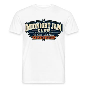 ROCK STAMP SOCIETY | Midnight Jam Club - Männer T-Shirt - Weiß - Vorne - AI Model Male 178 dark (178cm)
