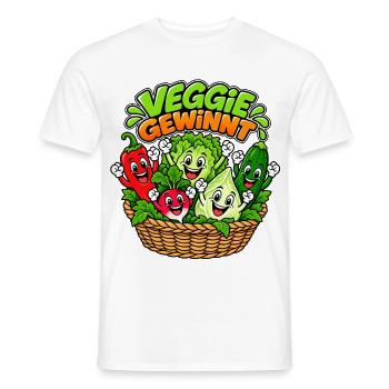 Veggie Gewinnt: Bunte Gemüsefreude - Männer T-Shirt - Weiß - Vorne - AI Model Male 178 dark (178cm)