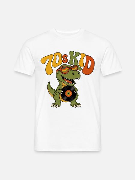 70er Kid Retro Dinosaurier-Vinylplatte Groovy - Männer T-Shirt - Weiß