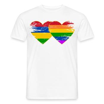 Mauritius Regenbogen Flagge Herz used - Männer T-Shirt - Weiß - Vorne - AI Model Male 178 dark (178cm)